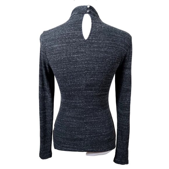 Tart Womens Black/Gray Keyhole Long Sleeve Blouse Size Extra Small - Picture 3 of 7